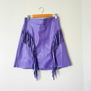 NWT NOCTURNE FRINGE FAUX SUEDE PURPLE MINI SKIRT